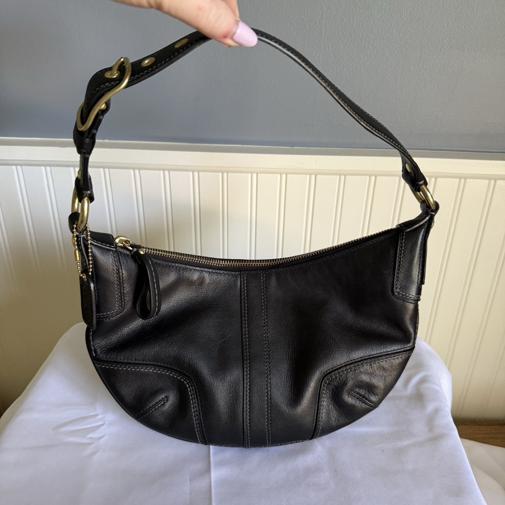 Coach 11372 Black Leather Ergo Hobo Crescent Shoulder Bag Purse Handbag Y2K 2007